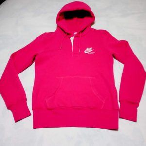 Nike Women's Hoodie Sweatshirt Pink Button Up Neck Pullover Size M Long Sleeve